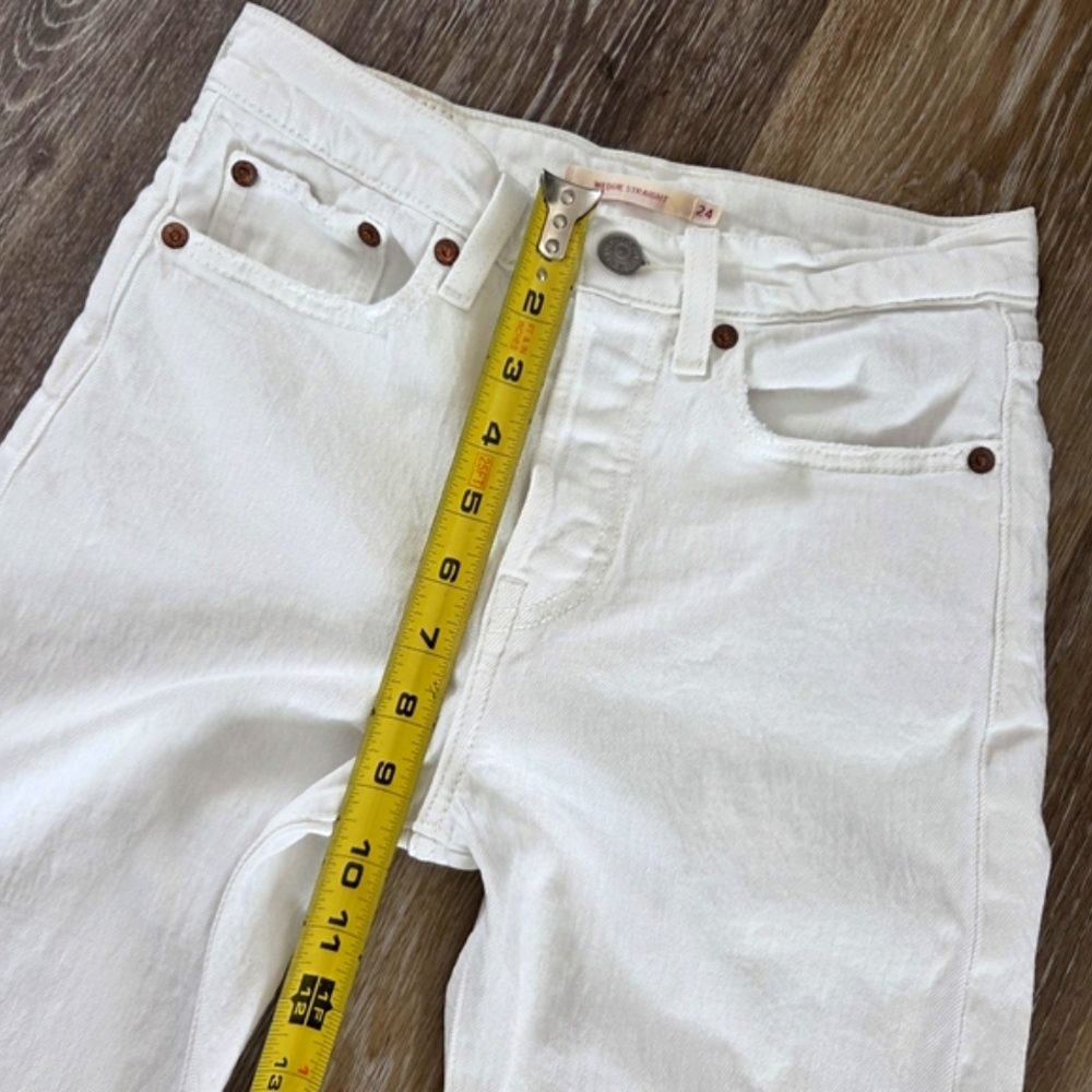 Levi's Premium Women's Wedgie Straight Leg Button Fly Denim Jean's White Frayed - Picture 10 of 16